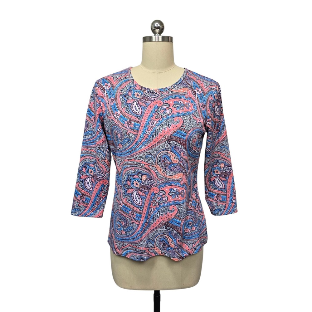 J McLaughlin Women's Paisley Print 3/4 Sleeve Top‎ Size M